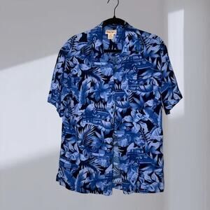 Panama Jack Tropical Button-Up Shirt – Blue Vehicle Print (Men’s M)